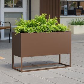 47*18*18 inch Large Mental Rectangular Planter with Shelves and Drainage Holes for Indoor/Outdoor Use, Perfect for Tall Plants, Flowers