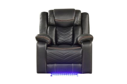 Challenger Modern Contemporary LED Power Recliner Chair made with wood and metal frame in Gray