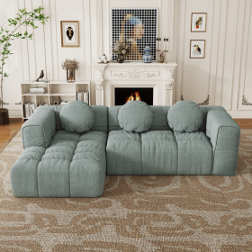Modern upholstered combination sofa set, fully compressed modular 103" L-shaped combination living room sofa set with 3 pillows