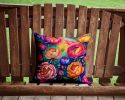 Colorful Peonies Throw Pillow Machine Washable, Indoor Outdoor Decorative Pillow for Couch, Bed or Patio, 14Hx14W