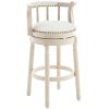 Bar Stools Seat Height 26'' Leather Wooden Bar Stools(WHITE 1pc)