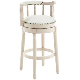 Bar Stools Seat Height 26'' Leather Wooden Bar Stools(WHITE 1pc)