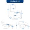 Heat Massage Manual Recliner Chair with Rocker and Swivel in Fabric for Living Room, Beige