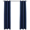 Blackout Curtains with Rings 2 pcs Navy Blue 37"x84" Fabric