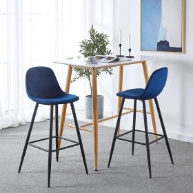 Bar Stools Set of 2, 30 Inches Velvet Barstool Modern Counter Bar Height Chair with Back, Sturdy Metal Legs & Footrests, Easy Assembly