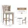 HOMCOM Counter Height Bar Stools Set of 2 with Wood Legs, Beige