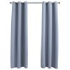 Blackout Curtains with Rings 2 pcs Gray 37"x63" Fabric