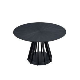 47.24 Inch Saving Place Table,Wooden Dining Table for 4 Persons,Modern Design Round Kitchen Table with Sturdy Pedestal for Living Room,Apartment