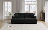 86.5" Oversized Loveseat Chaise Lounge Sectional Sofa Bed Corduroy Sleeper Sofa with Two USB Ports