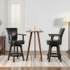 Williams 27in Swivel Counter Height Bar Stool, Vintage Black Brown Faux Leather