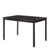 1pc Dining Table Black Faux Marble Top Casual Dining Room Furniture Metal Frame