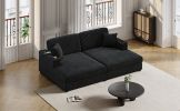 86.5" Oversized Loveseat Chaise Lounge Sectional Sofa Bed Corduroy Sleeper Sofa with Two USB Ports