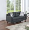 Modern Cozy Sofa Loveseat w Pillows 2pc Sofa Set Black Polyfiber Couch Tufted Cushions Living Room