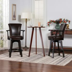 Williams 27in Swivel Counter Height Bar Stool, Vintage Brown Faux Leather