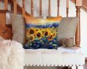 Sunflowers in Watercolor Throw Pillow Machine Washable, Indoor Outdoor Decorative Pillow for Couch, Bed or Patio, 14Hx14W