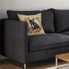 Black French Bulldog and Flowers Throw Pillow Machine Washable, Indoor Outdoor Decorative Pillow for Couch, Bed or Patio, 14Hx14W