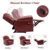 Home Theater Seating Manual Recliner Loveseat with Hide-Away Storage, Cup Holders and LED Light Strip for Living Room, Wine Red
