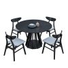 47.24 Inch Saving Place Table,Wooden Dining Table for 4 Persons,Modern Design Round Kitchen Table with Sturdy Pedestal for Living Room,Apartment