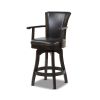 Williams 27in Swivel Counter Height Bar Stool, Vintage Black Brown Faux Leather