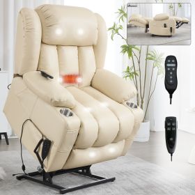Dual Motor Infinite Position Up to 350 LBS Leatheraire Power Lift Recliner Chair