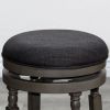 30" Bar Stool, Weathered Gray Finish, Charcoal Fabric Seat