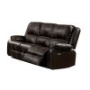 Zuriel Brown Synthetic Leather 3PCS Recliner Living Room Set (Sofa, Loveseat, Chair)