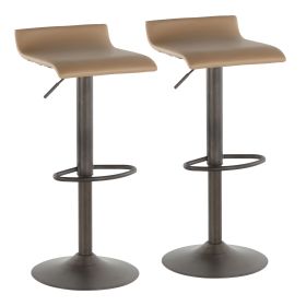 Ale Industrial Barstool in Antique Metal and Camel Faux Leather by LumiSource - Set of 2