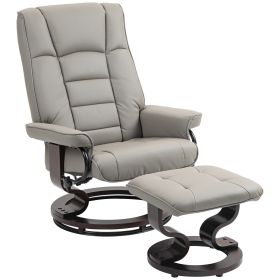 HOMCOM Recliner with Ottoman, Swivel Recliner Chair and Ottoman, Faux Leather Reclining Chair with High Back and Wood Frame for Living Room, Bedroom