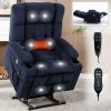 Blue Dual Motor Infinite Position Up to 350 LBS Chenille Power Lift Recliner Chair