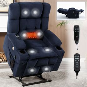 Blue Dual Motor Infinite Position Up to 350 LBS Chenille Power Lift Recliner Chair