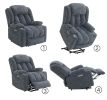 Omarion Blue Chenille Power Motion Recliner with Lift, Heating & Massage Function