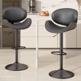 Swivel Bar Stools Set of 1, Seat Adjustable Height 24-33IN Bentwood Barstools with Back & Footrest (Color: Gray, count: 2set)