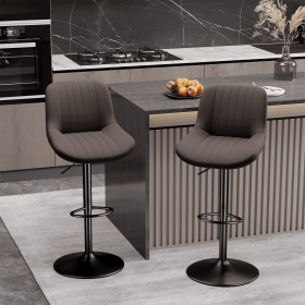 Bar Stools Set of 2, Kitchen Swivel Counter Barstool Adjustable Height Island Bar Chairs Modern Stools (Color: Brown)
