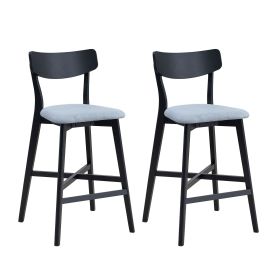 Wooden Bar Chairs Set of 2, Modern Soft Upholstered Kitchen Island Chairs, Counter Height Stool with Backrest (Color: as Pic)