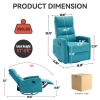 Manual Recliner Chair with Rocker and Swivel in Fabric for Living Room, Blue
