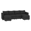 Modular Sectional Sofa with Storage, 109'' L-Shaped Upholstered Couch with Hidden Compartments, Wooden Frame and Polyester Fabric, Space-Saving D