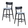 Wooden Bar Chairs Set of 2, Modern Soft Upholstered Kitchen Island Chairs, Counter Height Stool with Backrest