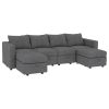 Modular Sectional Sofa with Storage, 109'' L-Shaped Upholstered Couch with Hidden Compartments, Wooden Frame and Polyester Fabric, Space-Saving D